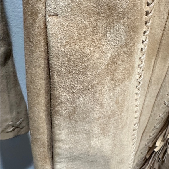 Margaret Godfrey Vintage suede long fringe woven coat brown size 4 pockets boho - Picture 13 of 16